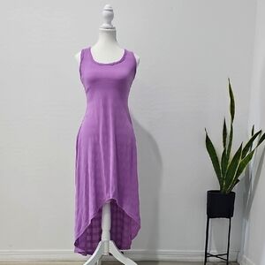 Pretty Young Thing Purple Asymmetrical Ruffled Sundress with Scoop Neck